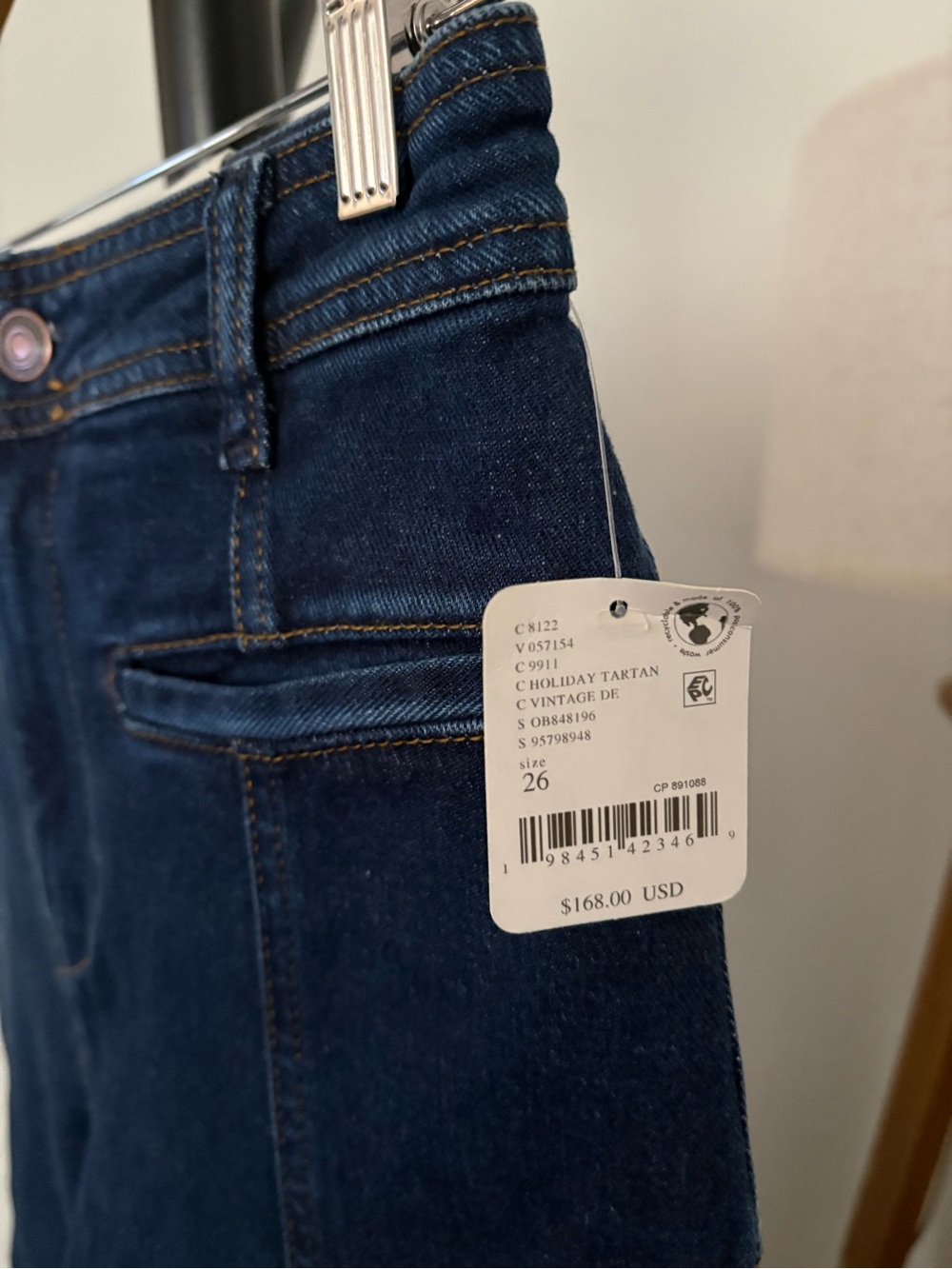 NWT FREE PEOPLE WE THE FREE Firecracker Flare Jeans | Holiday Tartan MSRP $168 - Picture 10 of 10